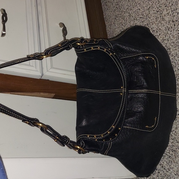 Maxx New York Black croc embossed studded leather shoulder bag - Picture 9 of 16